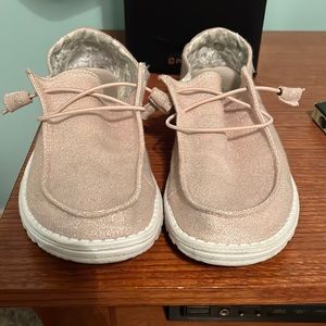 Pink Sparkly Hey Dudes- Size 9